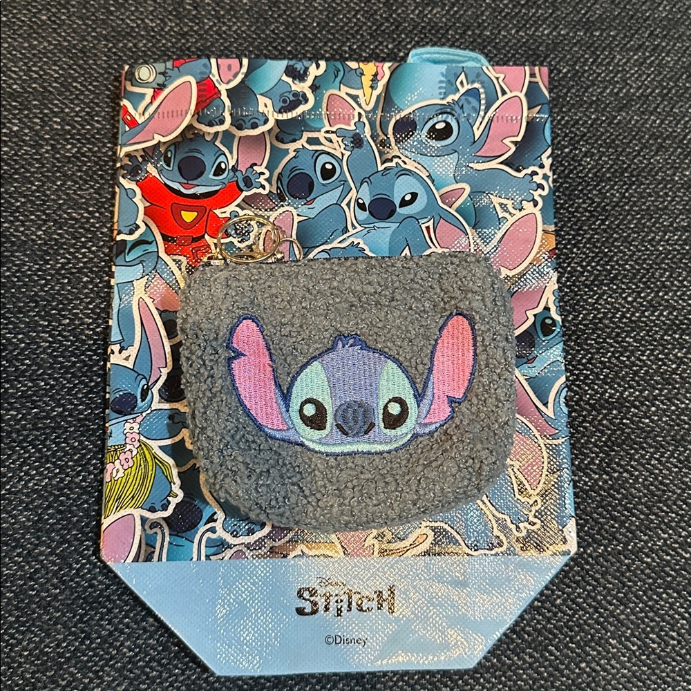 Disney Stitch Blue and Gray Bundle set Bag and coin purse